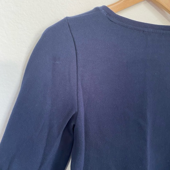 J. Crew • Navy Blue Tie Bell Shaped Long Sleeve Knit Blouse Top - Picture 12 of 16